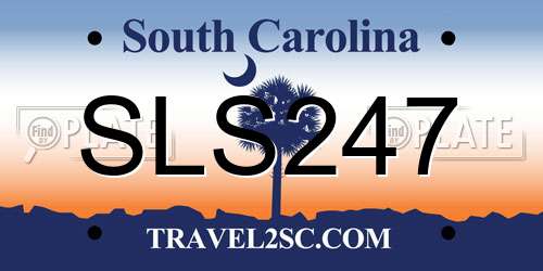 SLS247 South Carolina License Plate