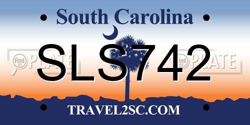 SLS742 South Carolina License Plate