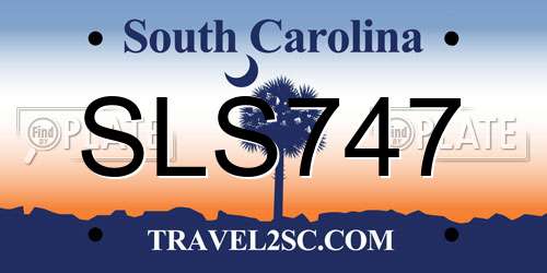 SLS747 South Carolina License Plate