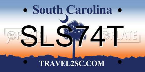 SLS74T South Carolina License Plate