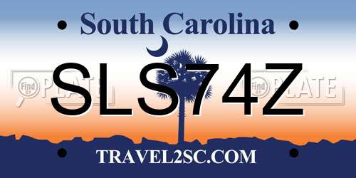 SLS74Z South Carolina License Plate