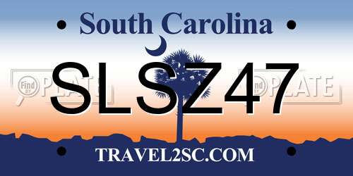 SLSZ47 South Carolina License Plate