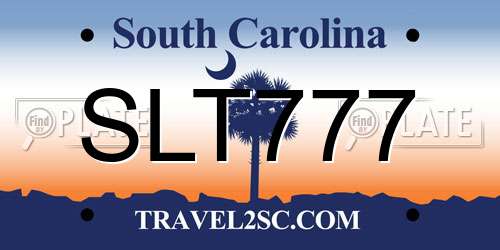 SLT777 South Carolina License Plate