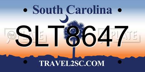 SLT8647 South Carolina License Plate