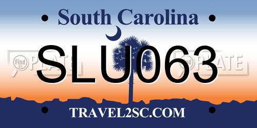 SLU063 South Carolina License Plate