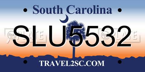 SLU5532 South Carolina License Plate