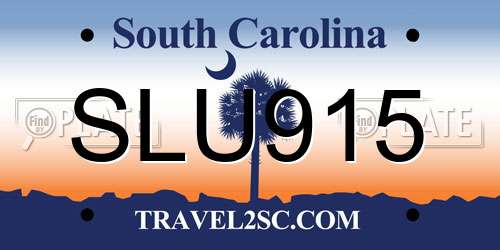 SLU915 South Carolina License Plate