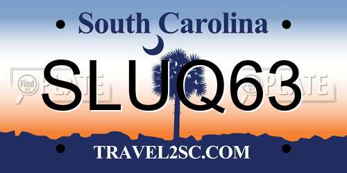 SLUQ63 South Carolina License Plate