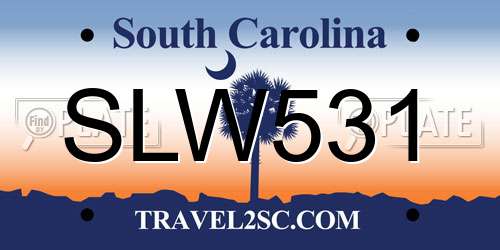 SLW531 South Carolina License Plate