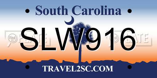 SLW916 South Carolina License Plate
