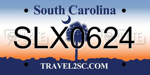 SLX0624 South Carolina License Plate