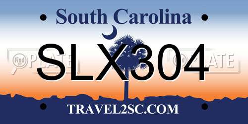 SLX304 South Carolina License Plate