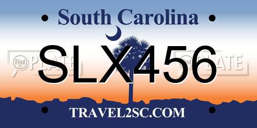SLX456 South Carolina License Plate