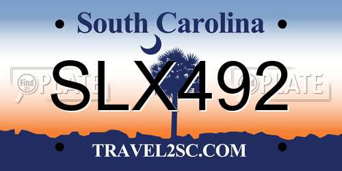 SLX492 South Carolina License Plate