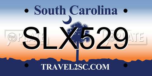 SLX529 South Carolina License Plate