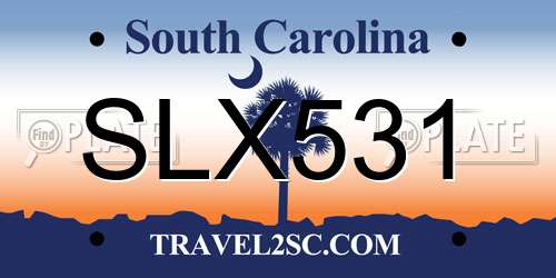 SLX531 South Carolina License Plate