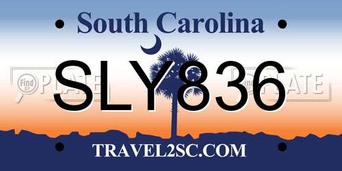 SLY836 South Carolina License Plate
