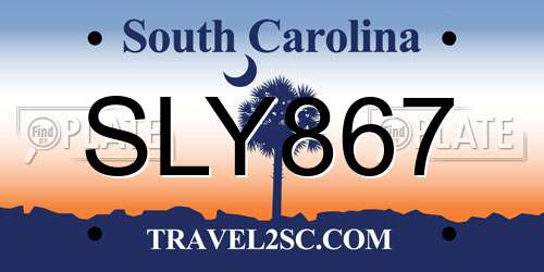 SLY867 South Carolina License Plate