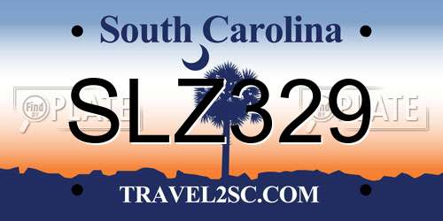 SLZ329 South Carolina License Plate