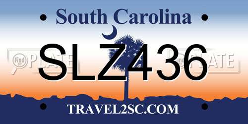 SLZ436 South Carolina License Plate