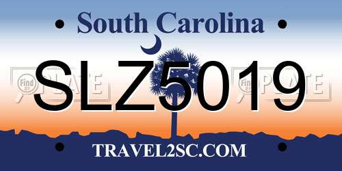 SLZ5019 South Carolina License Plate