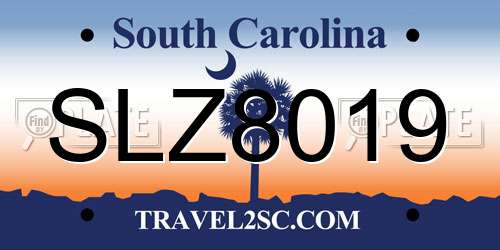 SLZ8019 South Carolina License Plate