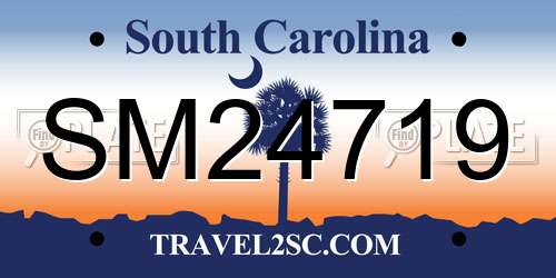 SM24719 South Carolina License Plate