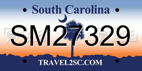 SM27329 South Carolina License Plate