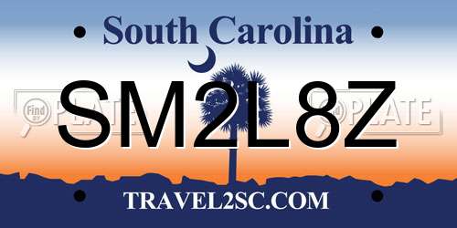 SM2L8Z South Carolina License Plate