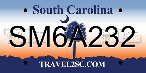 SM6A232 South Carolina License Plate