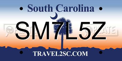 SM7L5Z South Carolina License Plate