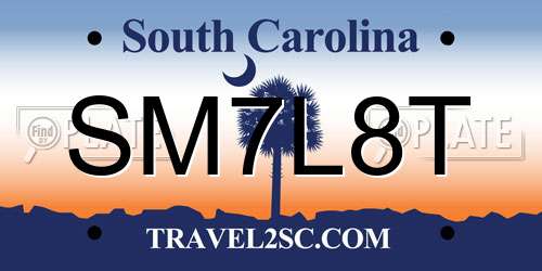 SM7L8T South Carolina License Plate