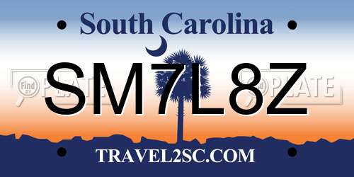 SM7L8Z South Carolina License Plate