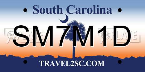 SM7M1D South Carolina License Plate