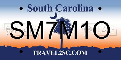 SM7M1O South Carolina License Plate