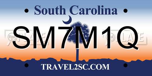 SM7M1Q South Carolina License Plate