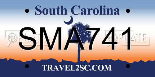 SMA741 South Carolina License Plate