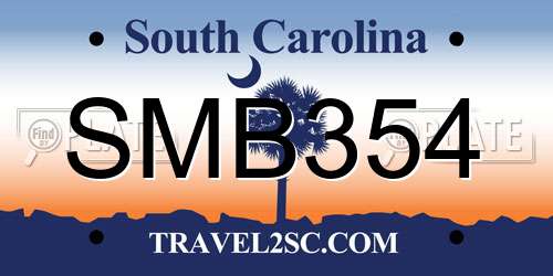 SMB354 South Carolina License Plate