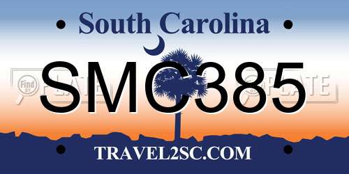SMC385 South Carolina License Plate