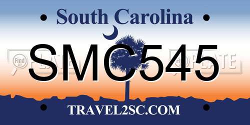 SMC545 South Carolina License Plate