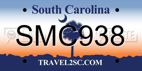 SMC938 South Carolina License Plate