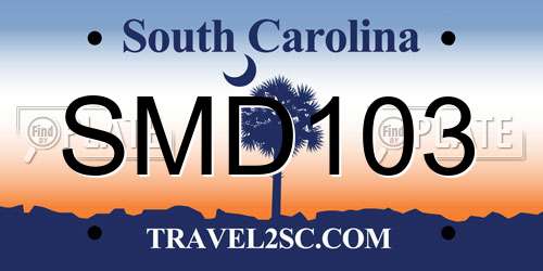 SMD103 South Carolina License Plate