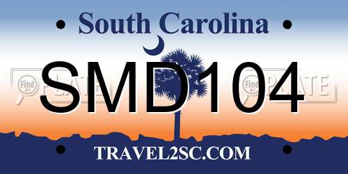 SMD104 South Carolina License Plate