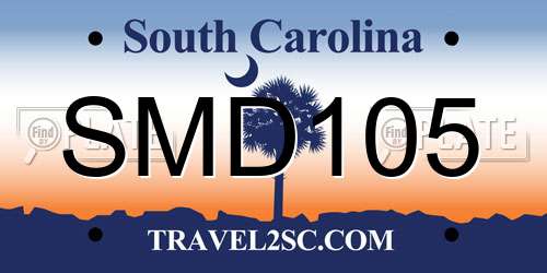 SMD105 South Carolina License Plate