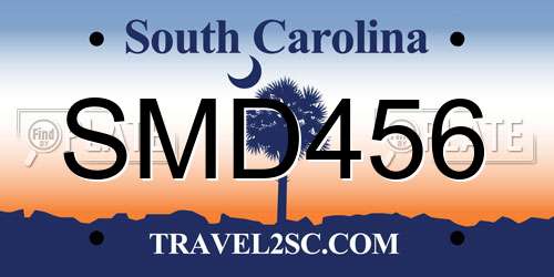 SMD456 South Carolina License Plate