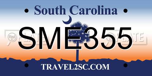 SME355 South Carolina License Plate