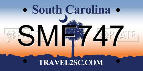 SMF747 South Carolina License Plate