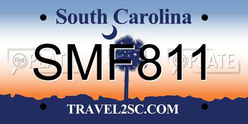 SMF811 South Carolina License Plate