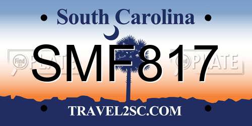 SMF817 South Carolina License Plate