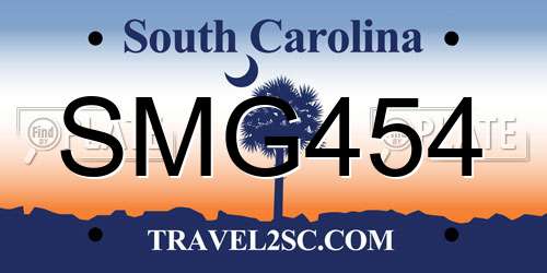 SMG454 South Carolina License Plate